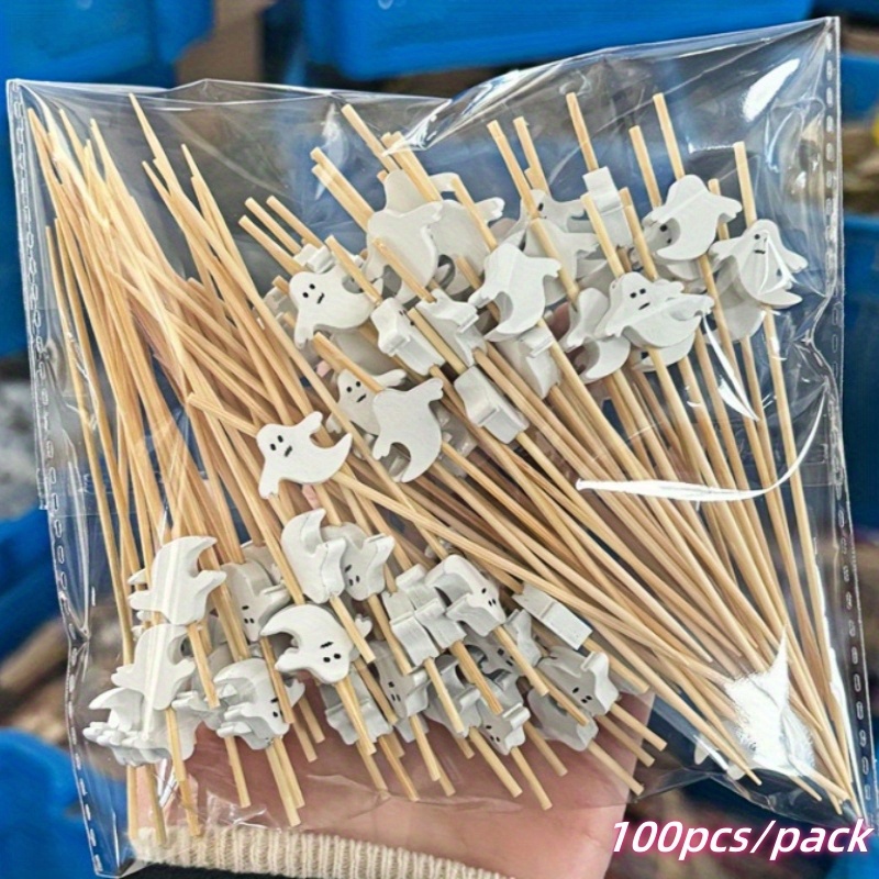 Image of 100pcs/pack(12cm/4.72in)cute And Creative Halloween, Fairy And Monster Disposable Decorations Are Suitable For Bars, Restaurants, Parties, Platters, Cakes, Desserts, Roostertails And Hamburgers