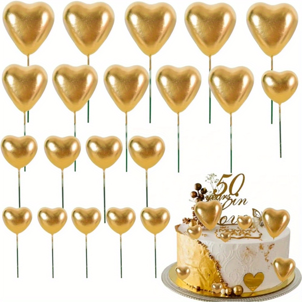 Image of 20pcs Multicolor 3d Heart Cake Toppers, Colorful Foam Heart Cake Decorations In Assorted Colors, Decorative Heart Inserts For Birthday Wedding Anniversary Party, Diy Cake Styling And Celebration Decor