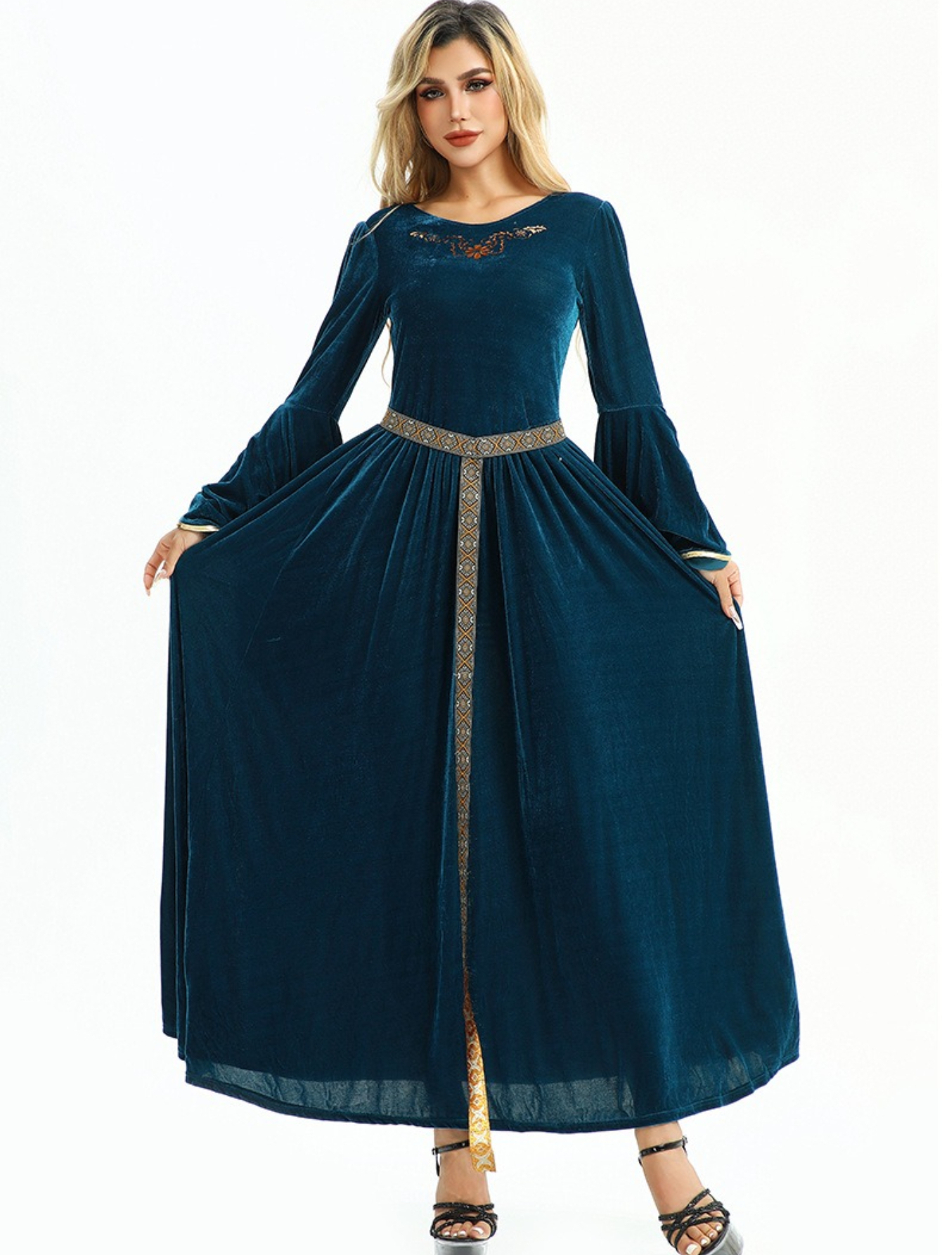 pleated collar dress Flori Blue Pleated Collar Dress