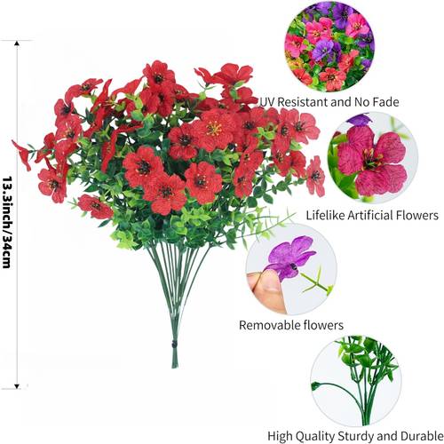 45 bundles artificial flowers for outdoors no fade outdoor flowers for spring summer resistant artificial outdoor flowers for outside and indoor planter porch balcony patio decor