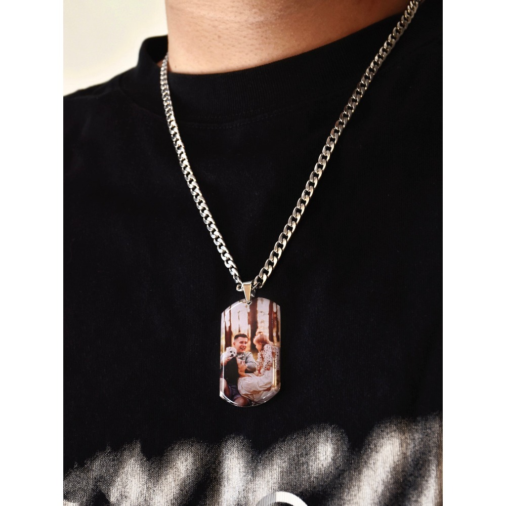 TEMU Custom Melon Seed Clasp Nk Necklace, Custom Engraved Photo Dog Tag Necklace, Photo Dog Tag, Photo Necklace, Gift For Her