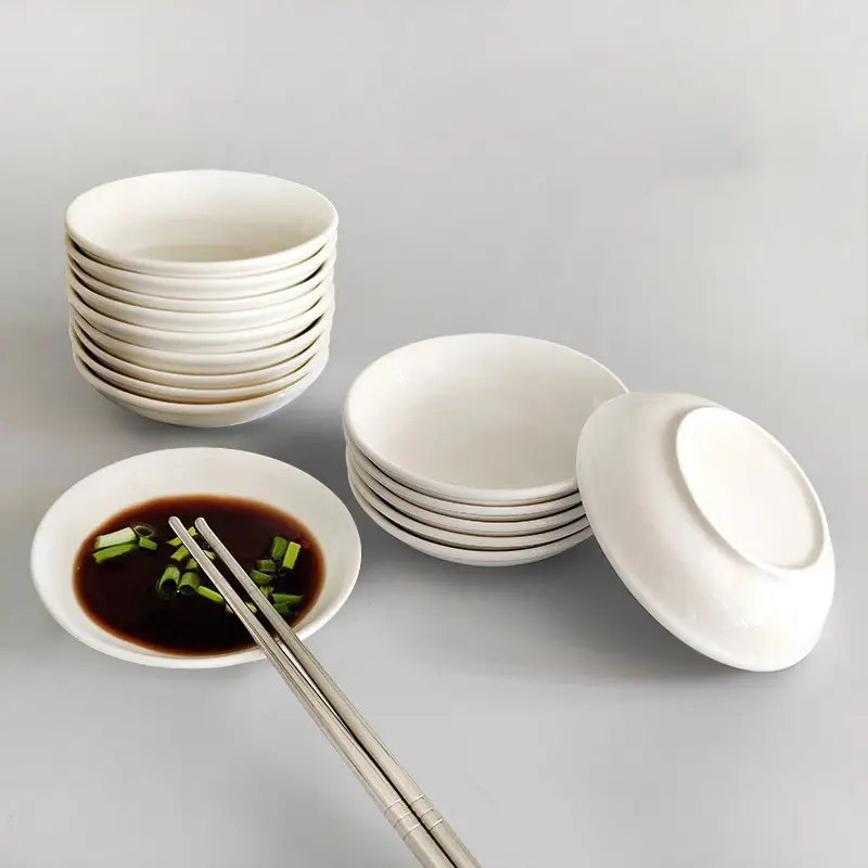 20pcs 3 5 inch white porcelain ramekins stackable dipping bowls thick restaurant grade sauce dishes for sushi soy sauce condiments kitchen essentials round shape ceramic material sushi and condiments sushi accessories round ramekins durable ceramic Product details 3