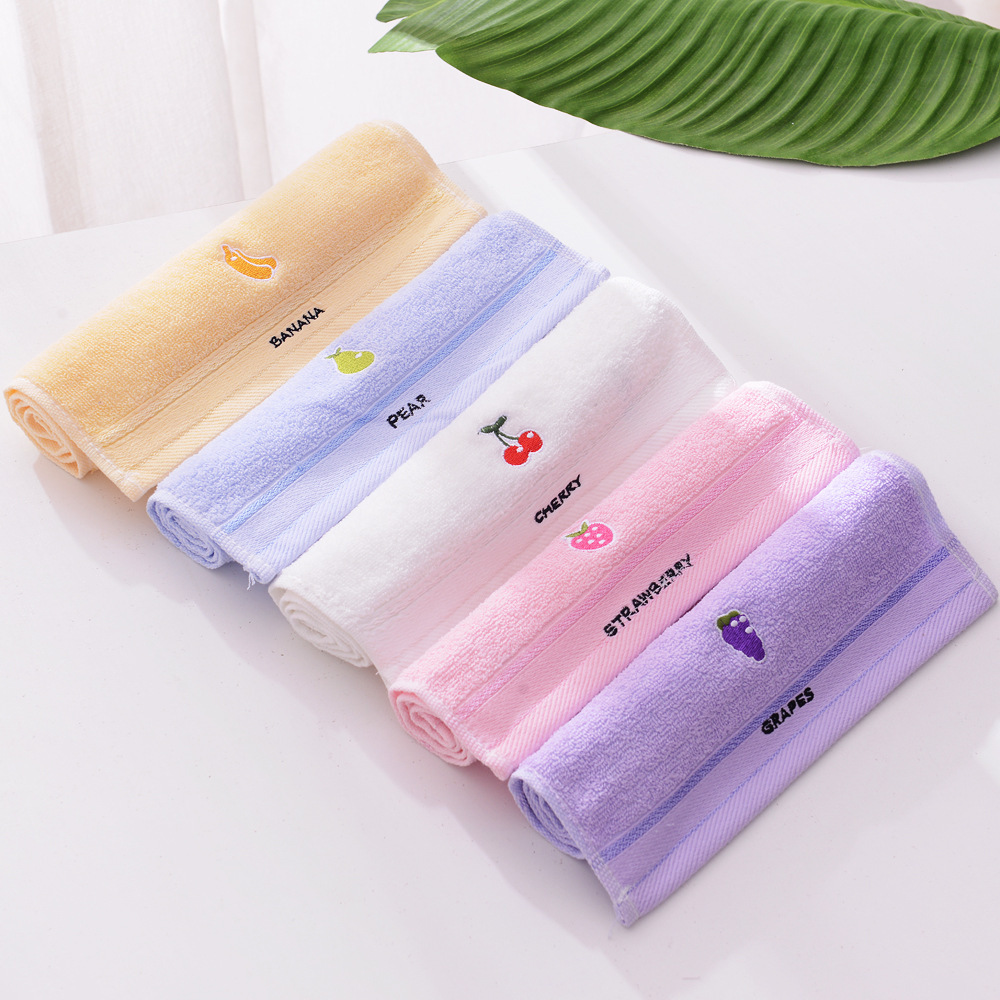 5pcs Soft Embroidered Fruit-pattern Face Towels, Vivid For Everyday Household Use, Fruit-embroidered Washcloths