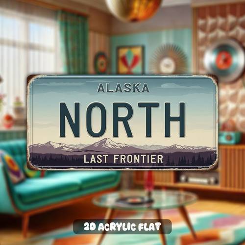 item picture 1pc vintage alaska north themed acrylic refrigerator magnet suitable for decorating refrigerators kitchens bars and lockers 2d flat print magnetic sticker personalized souvenir vintage style magnet 3 15inch x 1 57inch 2d flat print