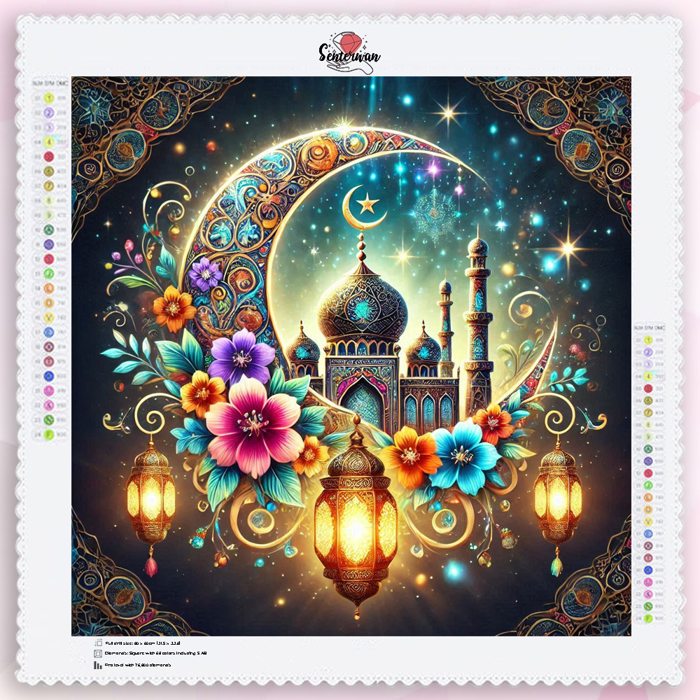 

Senterwan 5d Diy Diamond Painting Kit, Large Size Mosque & Embroidery Mosaic Art, Flocked Fabric, Square Shape, Ramadan Wall Decor, Anniversary Gift