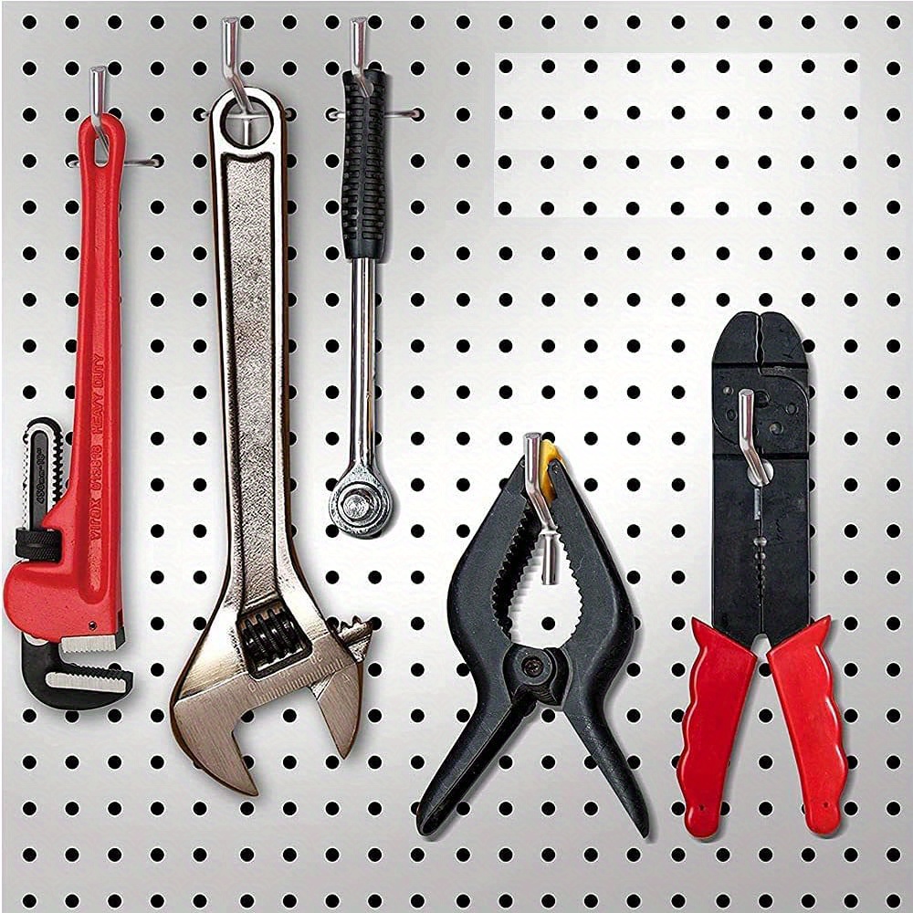 TEMU 60pcs Three-prong Hooks Set, 2.5mm Diameter 5/10/15cm (20pcs Each) Heavy Duty Metal Hooks For 2.5cm Hole Pitch Perforated Board, Garage Storage