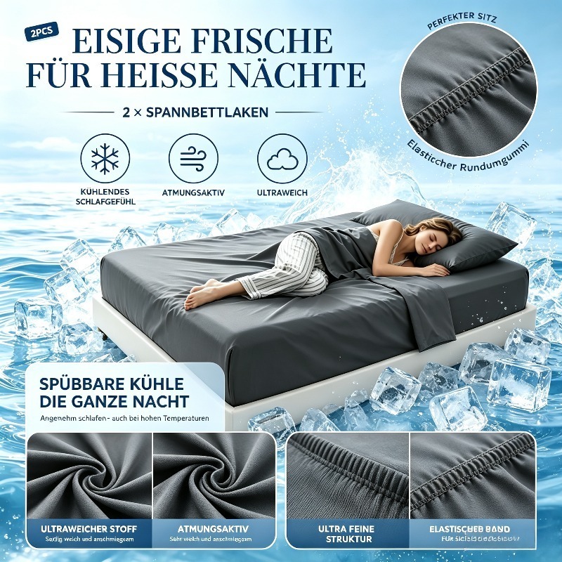 Image of 2pcs Set Of Fitted Bed Sheets, With Elastic And Fully Wrapped Design, Suitable For Mattresses Up To 30cm In Height, Soft And Breathable, Skin-friendly And Machine Washable