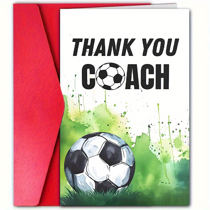 E-shop 1 Stück Fußballtrainer Dankeskarte – Ideal für Lehrer, Mentoren & Fußballtrainer – Grüne Glitzer-Fußball-Geschenkkarte mit Umschlag für