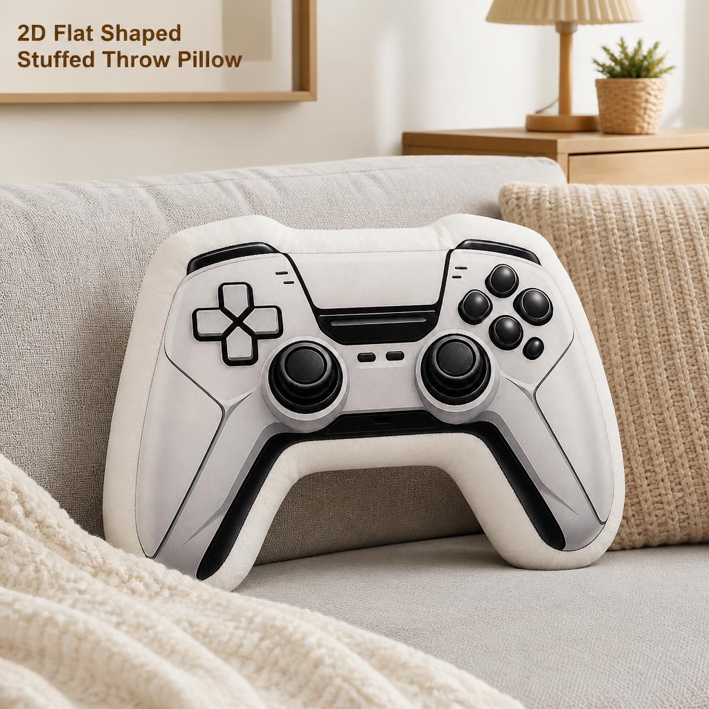 TEMU Game Controller Gaming Gamer Technology-3, 2d Flat Printing Shaped Stuffed Throw Pillow Decorative Cushion Pillow For Gift Bedroom Sofa Room