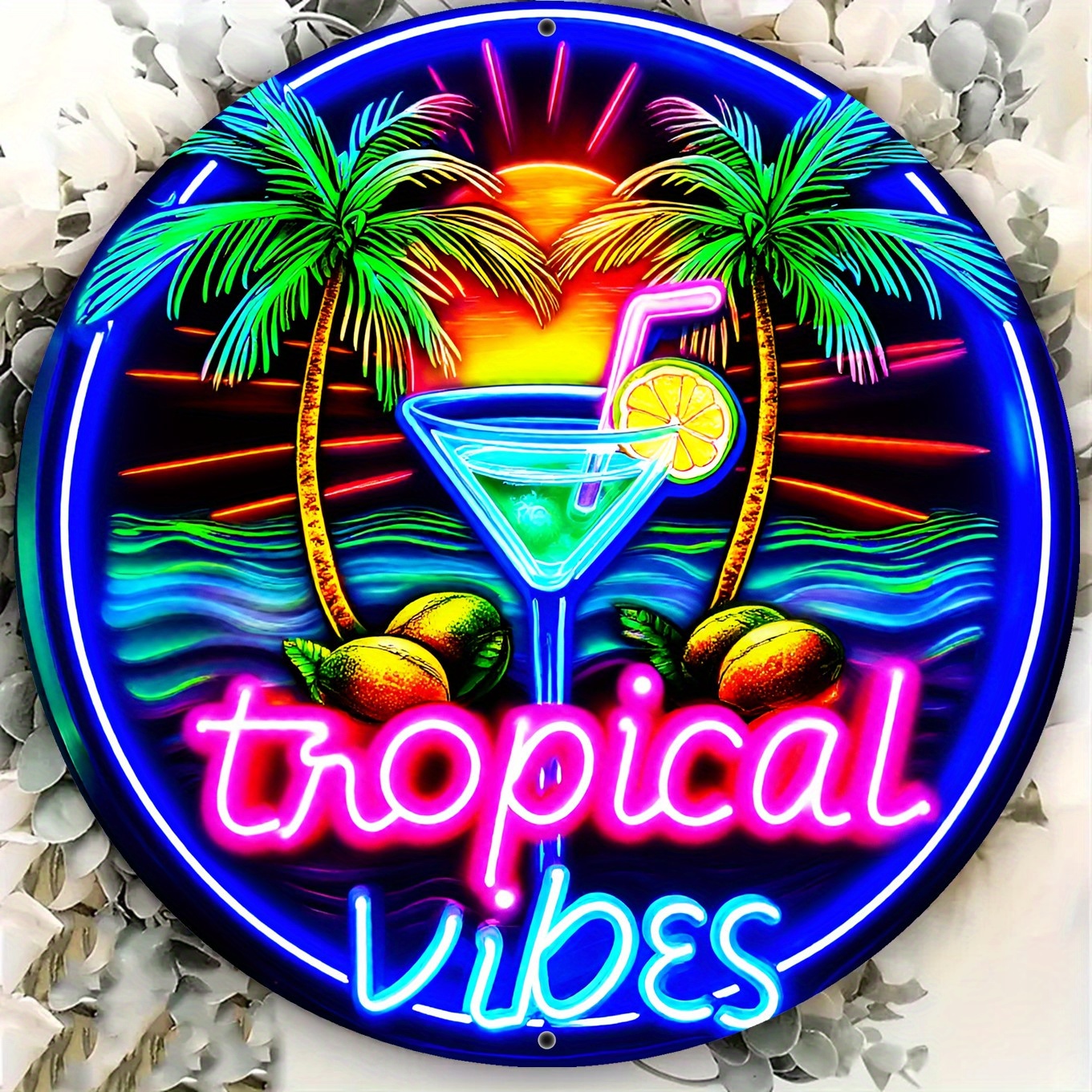 TEMU 1pc 8x8 Inches Aluminum Round Bartender Wall Sign - Neon Design, Kitchen, Bar, Or Living Room Decor, Living Room Accent | Artwork | Modern Wall Art, Bar Decor