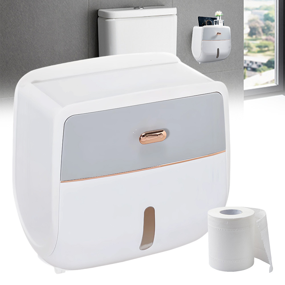 2-tier Tissue Box Organizer Wall Mount Rack For Home Bathroom Kitchen Restaurant