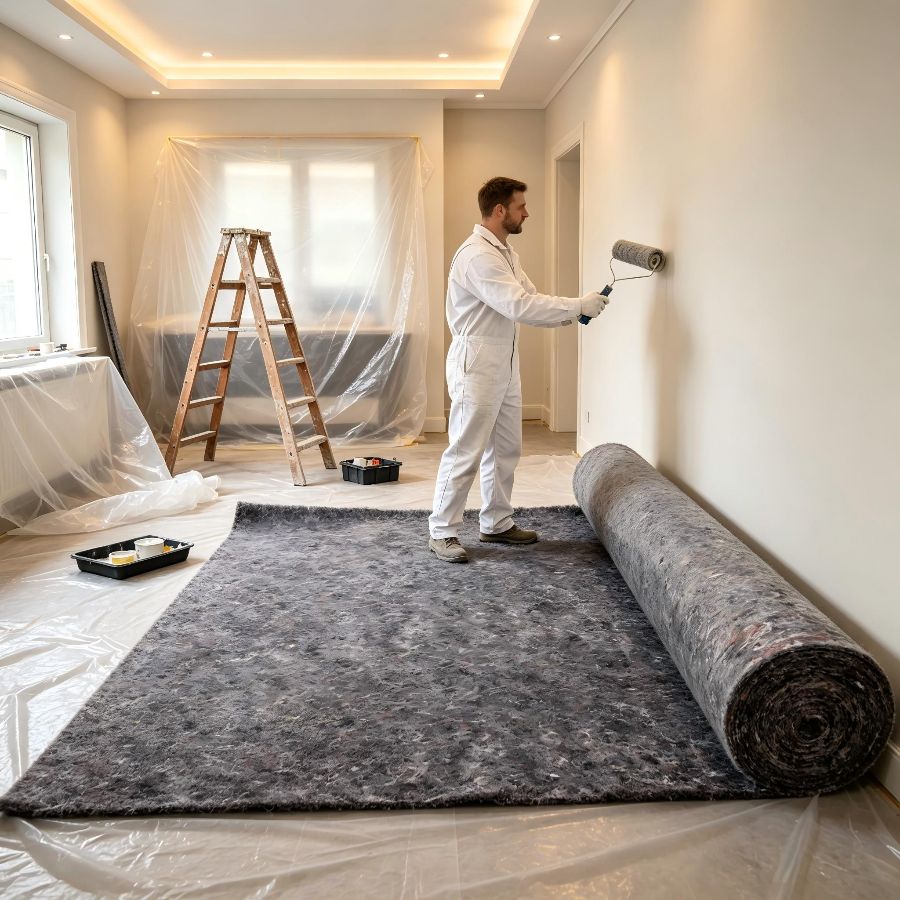 Image of Cover Roll Carpet 180g/m², Painter's, Polypropylene Protective Film For Floor Covering, Painting, Wallpapering, Renovating, And Construction Work