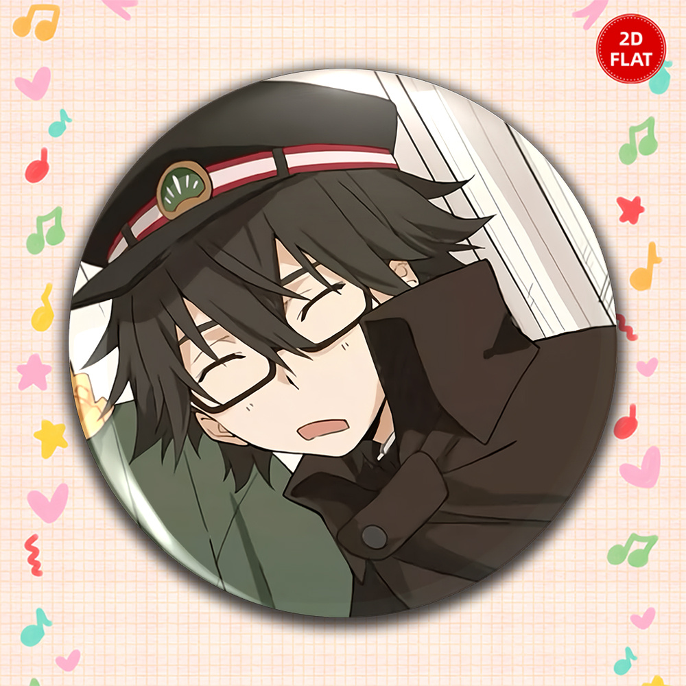 TEMU 2d Flat, 2d Flat - 1pc Fashionable And Gorgeous Round Badge/pin, Men's Casual Anime Cartoon Brooch, Unisex Pin Accessory, Suitable As A Fun Gift