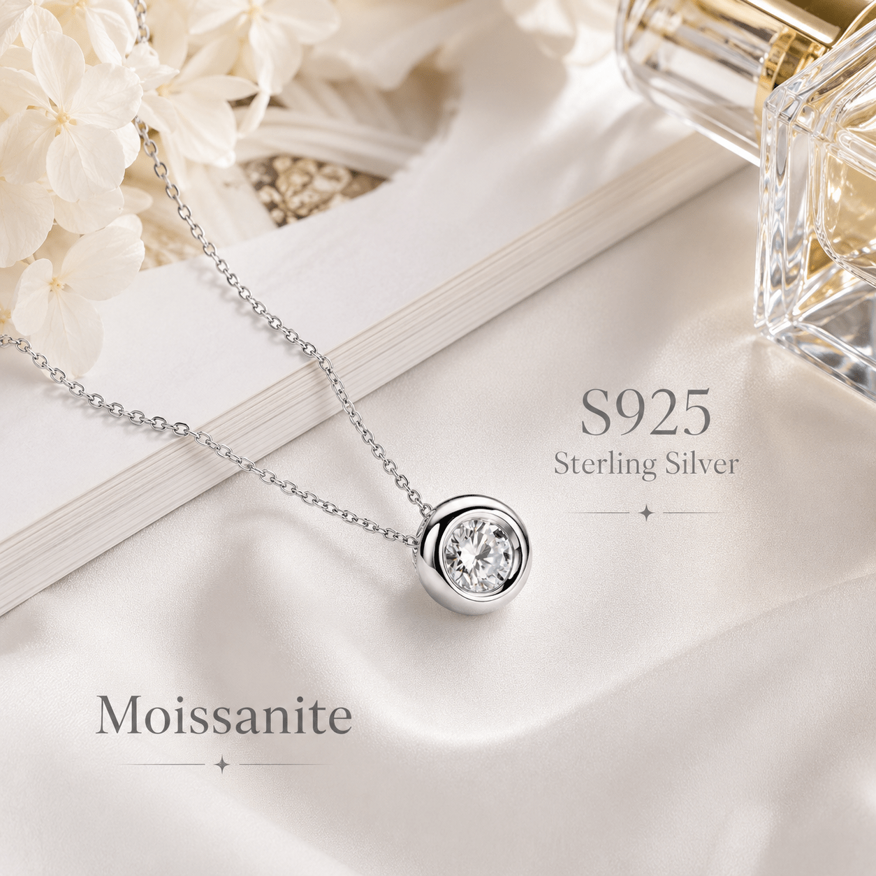 TEMU Collier en argent S925 avec moissanite 1,5 ct, élégant et simple, convient pour les fêtes et les tenues décontractées - pour filles, mères,