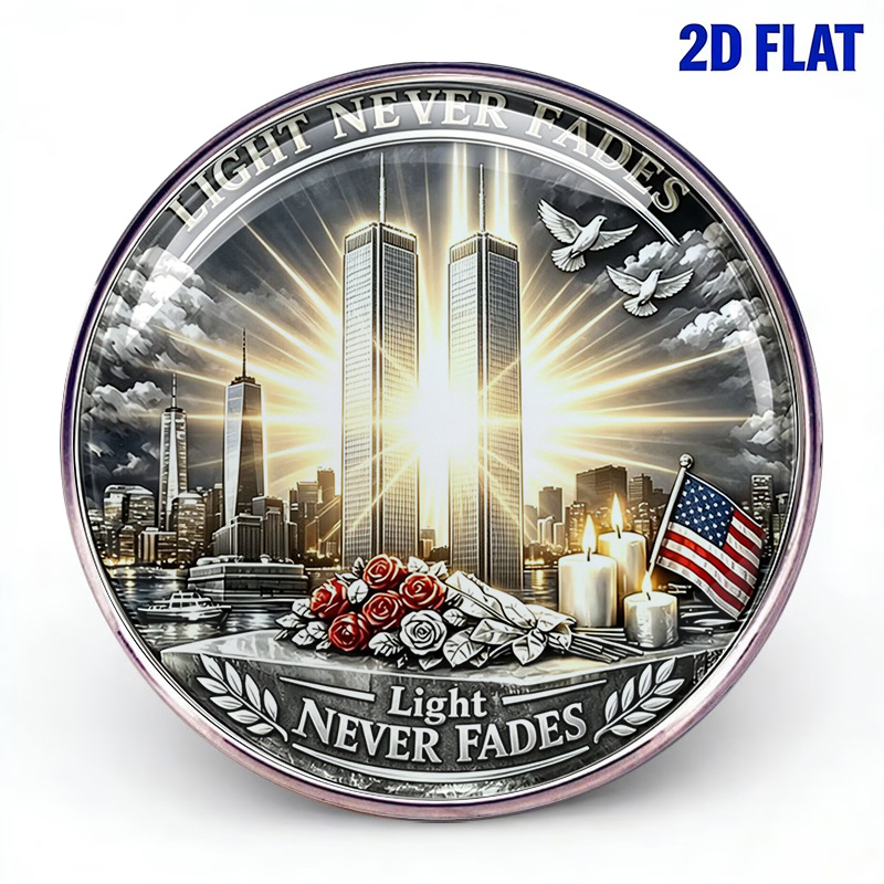 TEMU 1pc 2d Flat Eternal /11 Twin Towers Badge Commemorative To Peace Theme Badge Unisex Daily Wear Accessory
