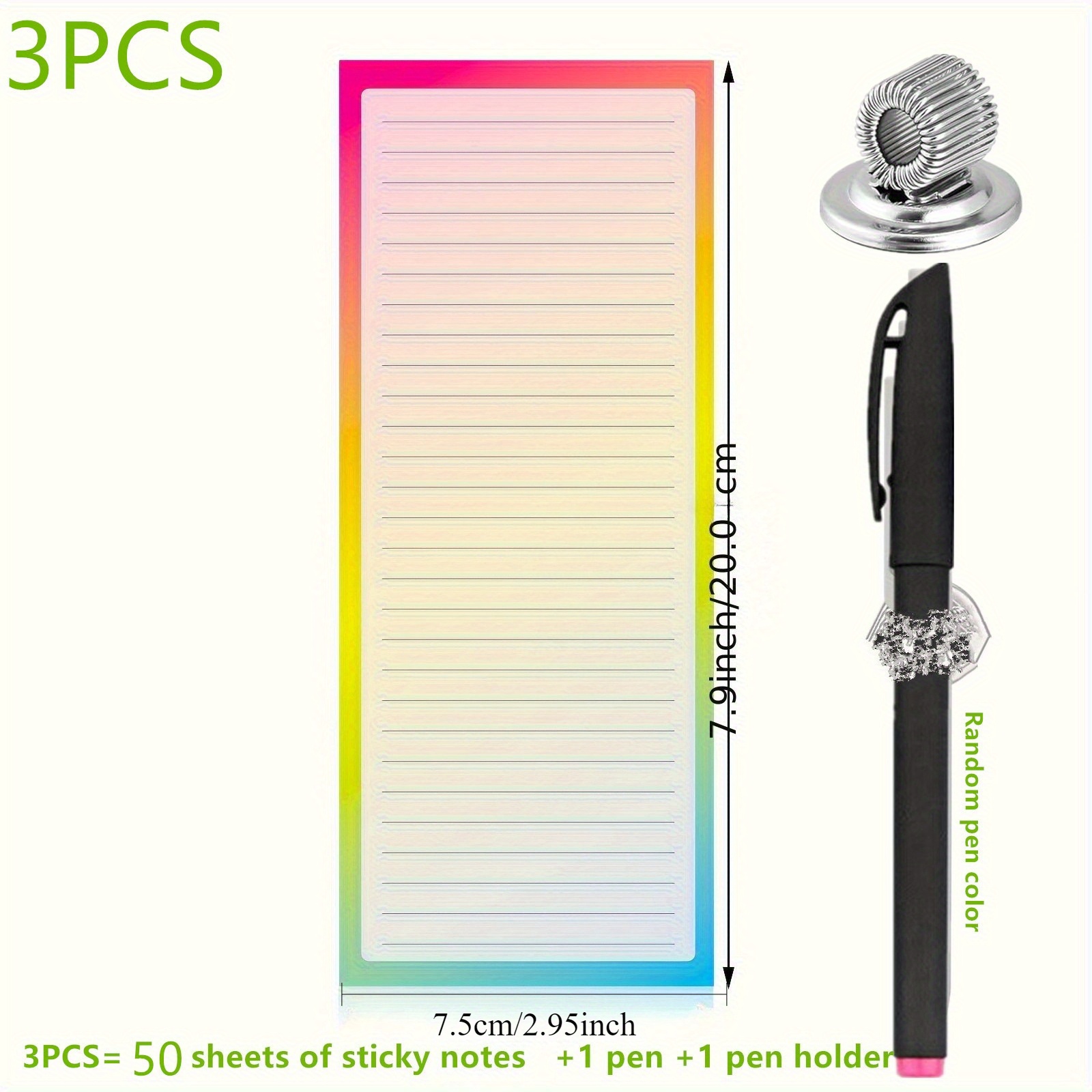 TEMU Bloc-notes magnétique pour réfrigérateur, 50 feuilles par bloc de bloc-notes de liste d'achats de couleur dégradée, message pour réfrigérateur,