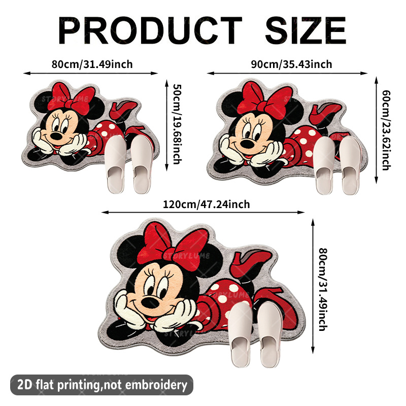 TEMU Tapete de felpa 2D , 378-J, Vestido de Minnie con y , Tapete de bienvenida, Adecuado para , dormitorio, cocina, armario, tapete para patio,