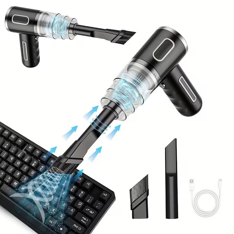 a practical handheld vacuum designed for cleaning cars and homes featuring strong suction usb charging and   attachments ideal for   crevice tools in vehicles   workplaces and  