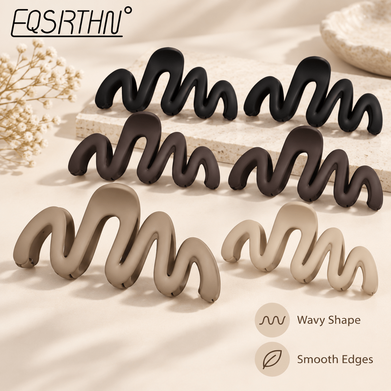 8pcs Wave Hair Claw Clips Set for Daily Styling