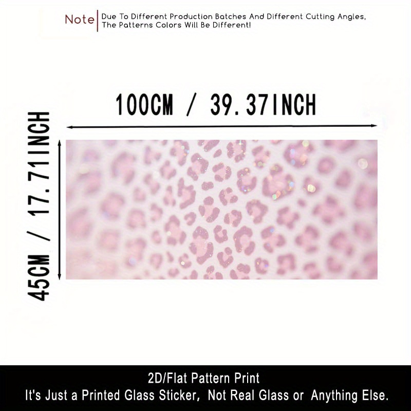 TEMU 2d/flat 1pc Frosted Glass Film With Pink Leopard Pattern, Translucent Pvc Adhesive Window Decoration, Removable And Reusable Sticker. Size: