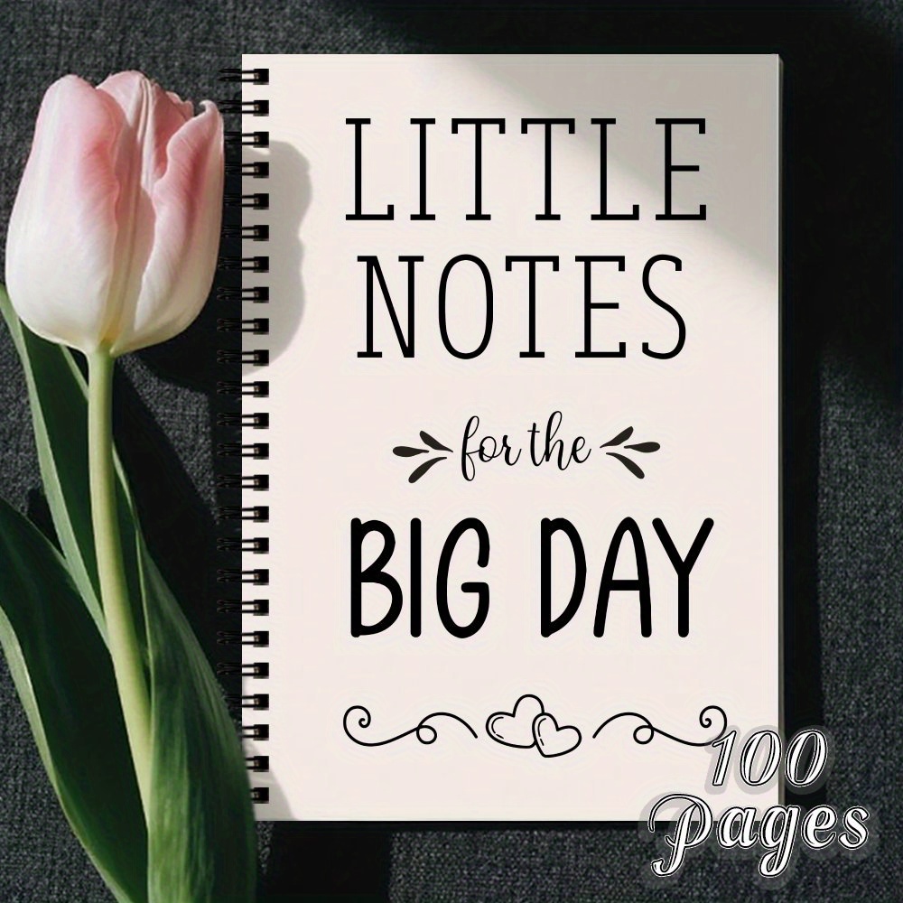 TEMU Spiral Coil Notebook, 1 Elegant Wedding Planner Notebook - Compact Spiral-bound Journal With " For " Tab, Heart Cutout, And - For Bride, Groom,