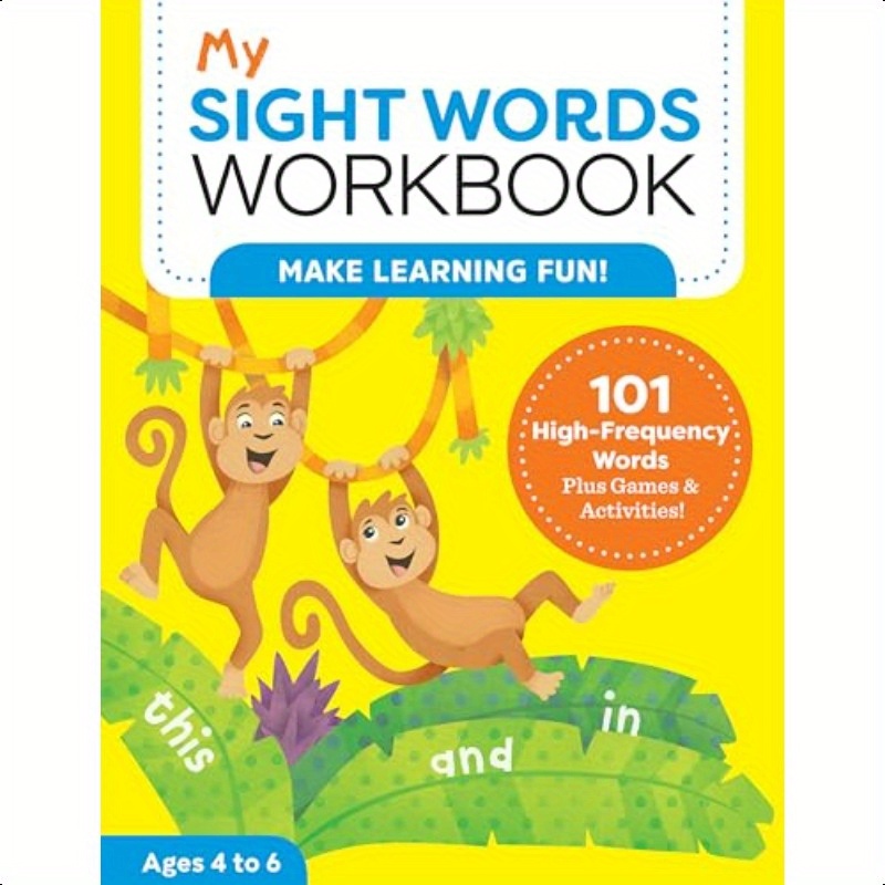 

My Sight Words Workbook: 101 High-frequency Words With Fun Games & Activities For 4-6 – Cover, Monkeys, Tool