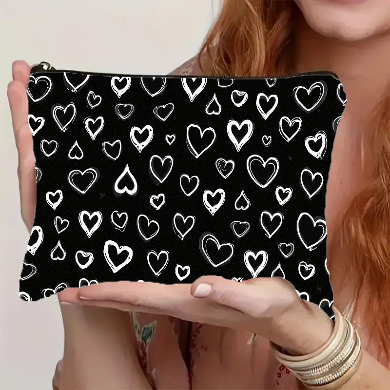TEMU Borsa Cosmetici con Motivo e - Chiusura a Cerniera Liscia, Organizzatore Trucco & Pochette da Viaggio per Toilette, Borsetta Compatta Resistente