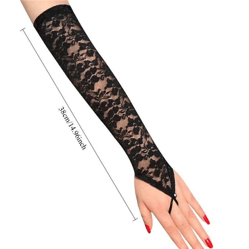 TEMU 1 Paire de Gants en Dentelle Brodée Ajourés Femme Manches Fines de Bras Boîte de Nuit Sexy Ajouts Cosplay Gants