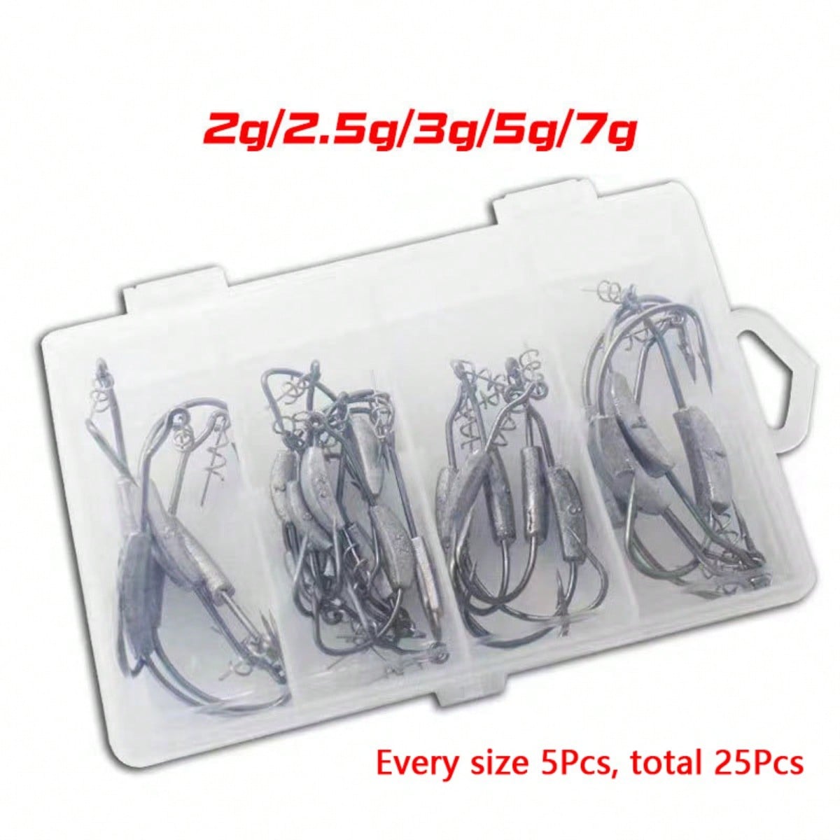 E-shop 25 Stück/Box Jigköpfe Angelhaken Haken Gewichtete Jigging Köpfe Swimbait Fischhaken für Weichplastik Wurmhaken Salzwasser Süßwasser