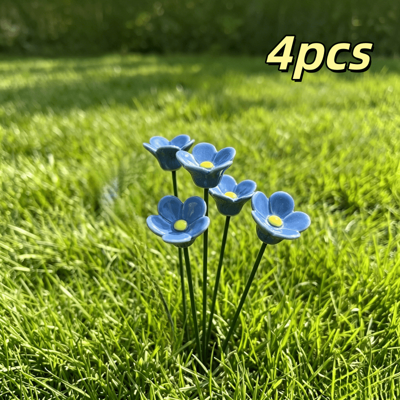 TEMU 4pcs Resin Simulation Bouquet For , Pure Handmade Garden For , Decorations, Shaped For Bee , Pile For Bee , Outdoor Drinking Device For Bees, ,