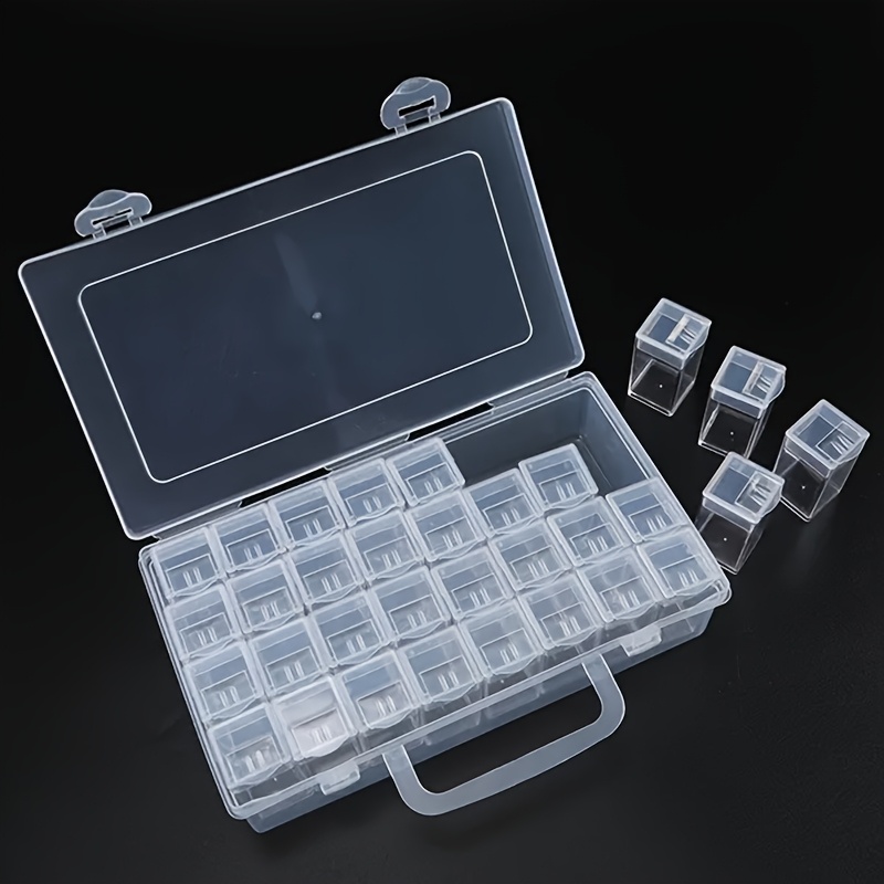 TEMU Boîte de rangement dédiée pour bouteilles carrées à 32 compartiments, portable avec compartiments, cloison ultra-transparente, spécialement