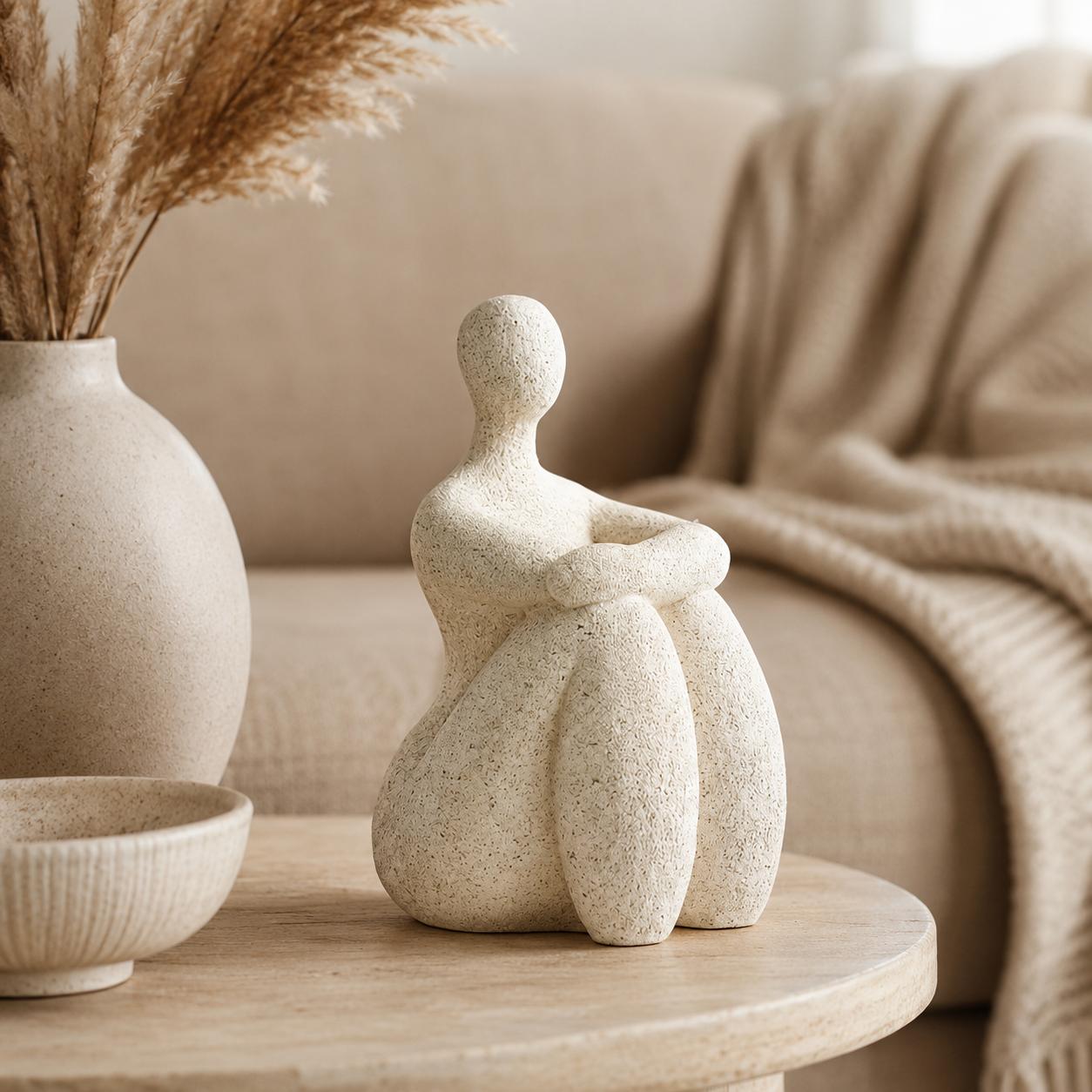 TEMU Nordic Minimalist Resin Sculpture - Abstract Curvy Woman Statue Suitable For Home Decor, / Tabletop Shelf Decoration, Modern Art Figure Ornament