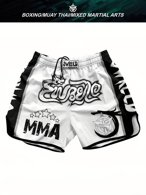 men women muay thai shorts boxing uniform with dragon print thai script lettering suitable for training competition mma sparring machine washable shorts for muay thai kickboxing