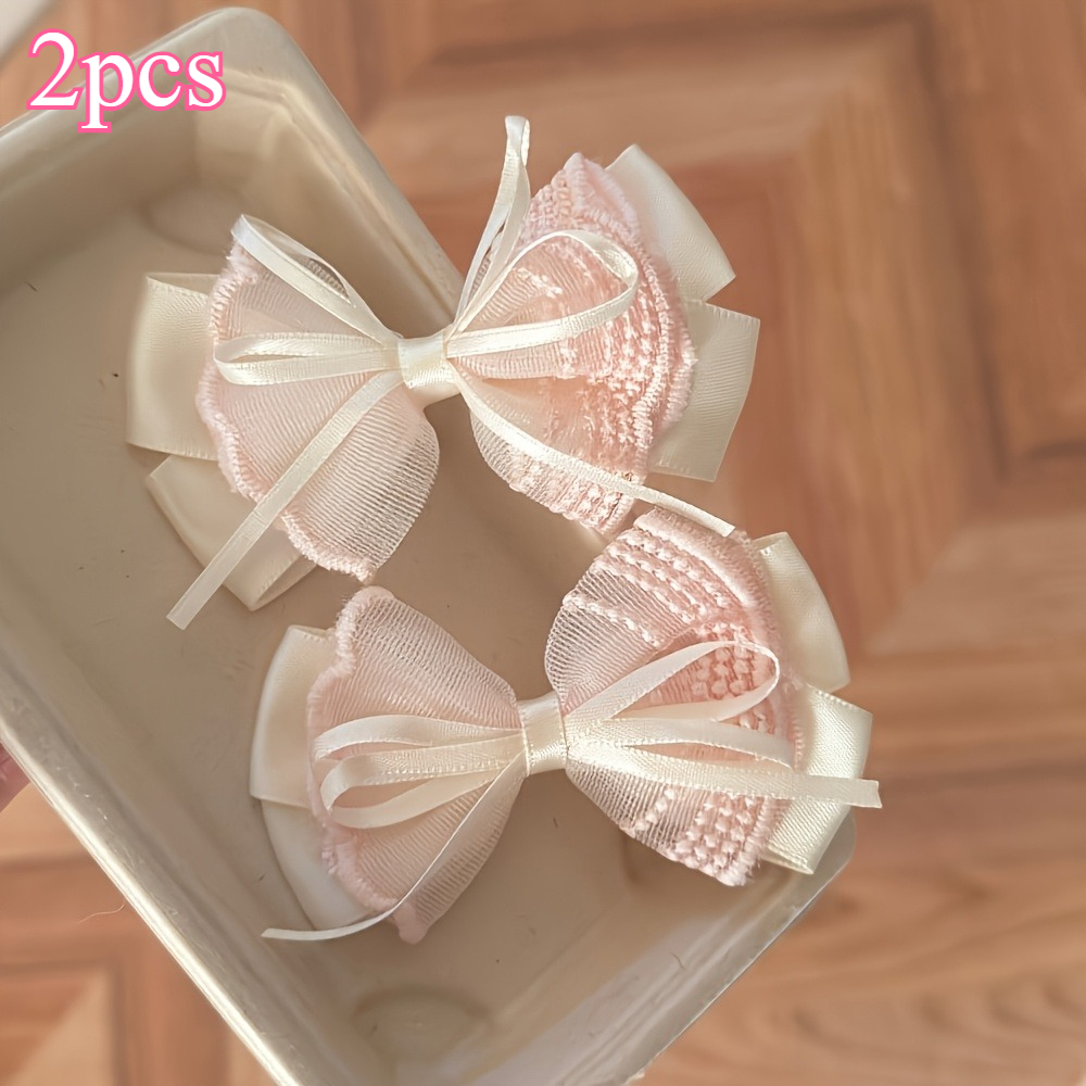 TEMU 2 pinzas para el pelo de cinta de encaje rosa y , accesorios para el cabello de hechos a , adecuados para uso diario