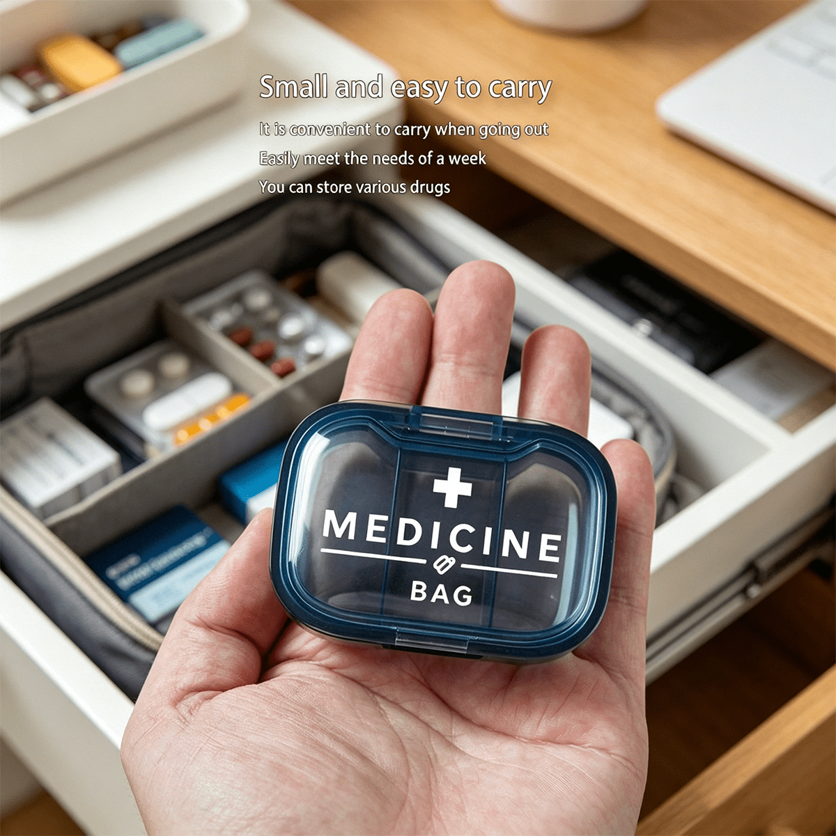 Portable Mini Storage Box with Printed Cross and Letters