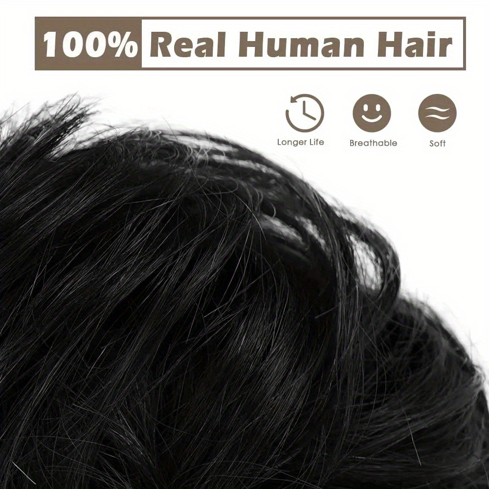 2pcs 4 inch brazilian human hair messy bun   extensions soft comfortable elastic scrunchie updo hair pieces for women natural look   versatile for daily formal events hair accessories evening hairstyle soft texture details 3