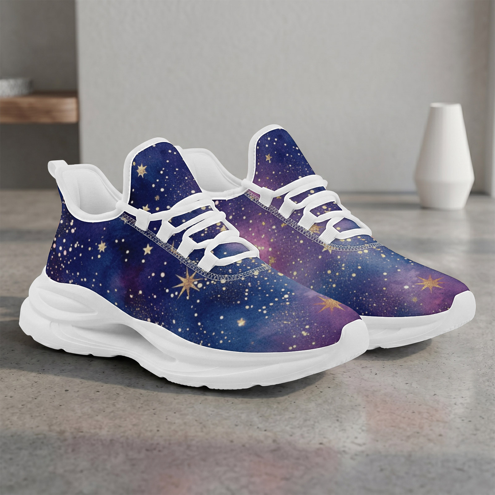 Men's Cosmic Starlight Print Plus Size Running Shoes