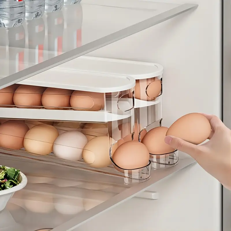 space saving automatic storage rack for refrigerator large capacity 1 2 3 layers durable pp material with multiple compartments for ideal for home and commercial use refrigerator organizer modern kitchen accessory durable plastic rack egg holder for refrigerator Product details 0