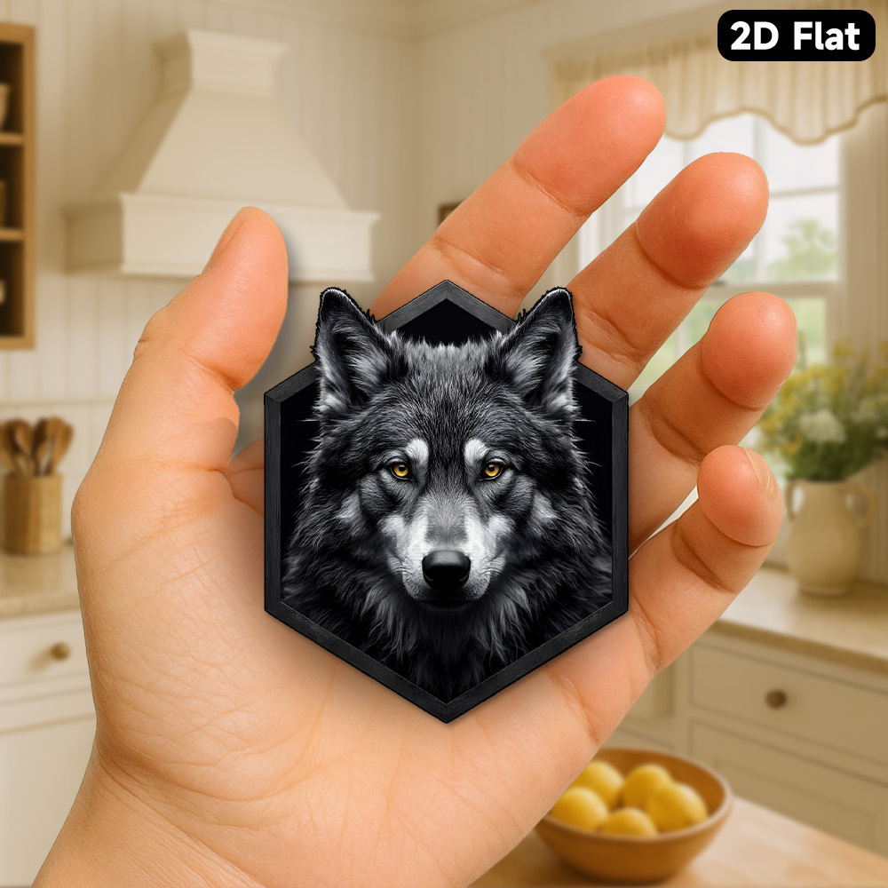 TEMU 1 Wolf-shaped Magnet - 8.0cm Acrylic Rubber Soft Refrigerator Magnet, Black And White Wolf Pattern With Eyes - Durable Wildlife Decoration,