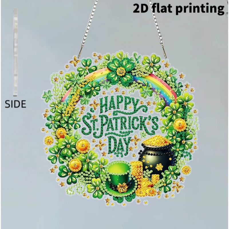 TEMU 2d Flat Printing, Adult Hanging Ornament Diamond Painting Set, 's Day Wreath Pendant Diamond Painting Art Set, Suitable As A Holiday Or Birthday