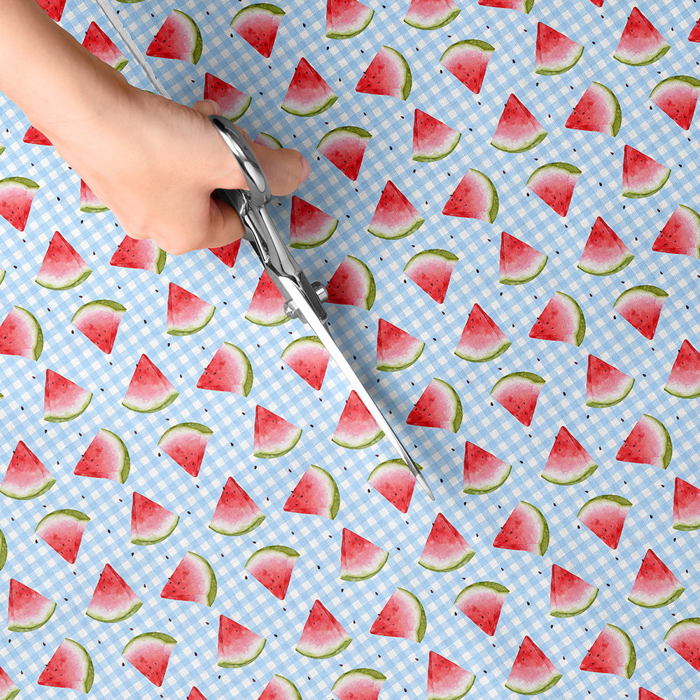 TEMU Tela de poliéster precortada de 1 pieza con estampado de guinga de frutas - 59 x 19.68 pulgadas (150 x 50 cm) con a cuadros de , , naranja y -