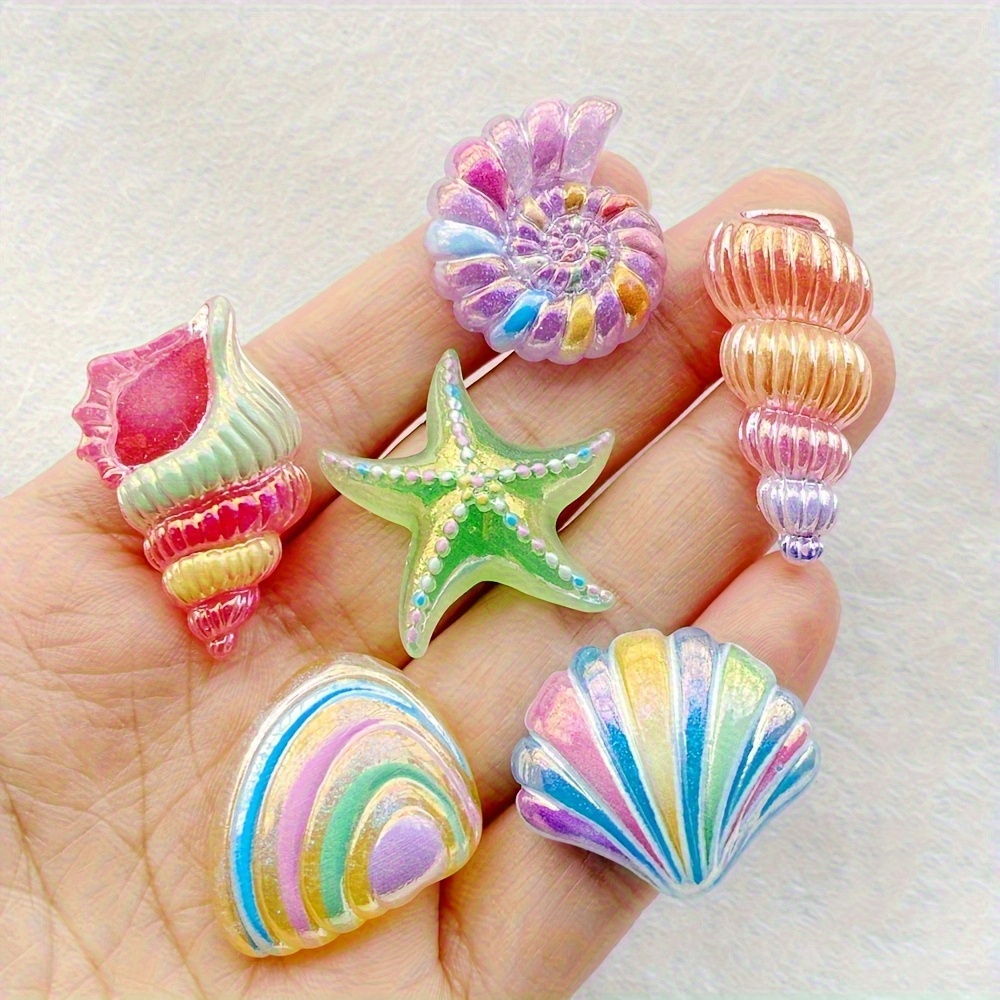 18pcs luminous coral and seaweed resin charms set assorted