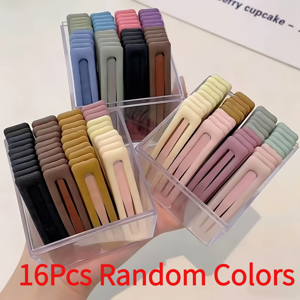 TEMU 16pcs Random Colors Matte Hair Clips, Seamless Side Barrettes Bangs And Flyaways, Additions For Women