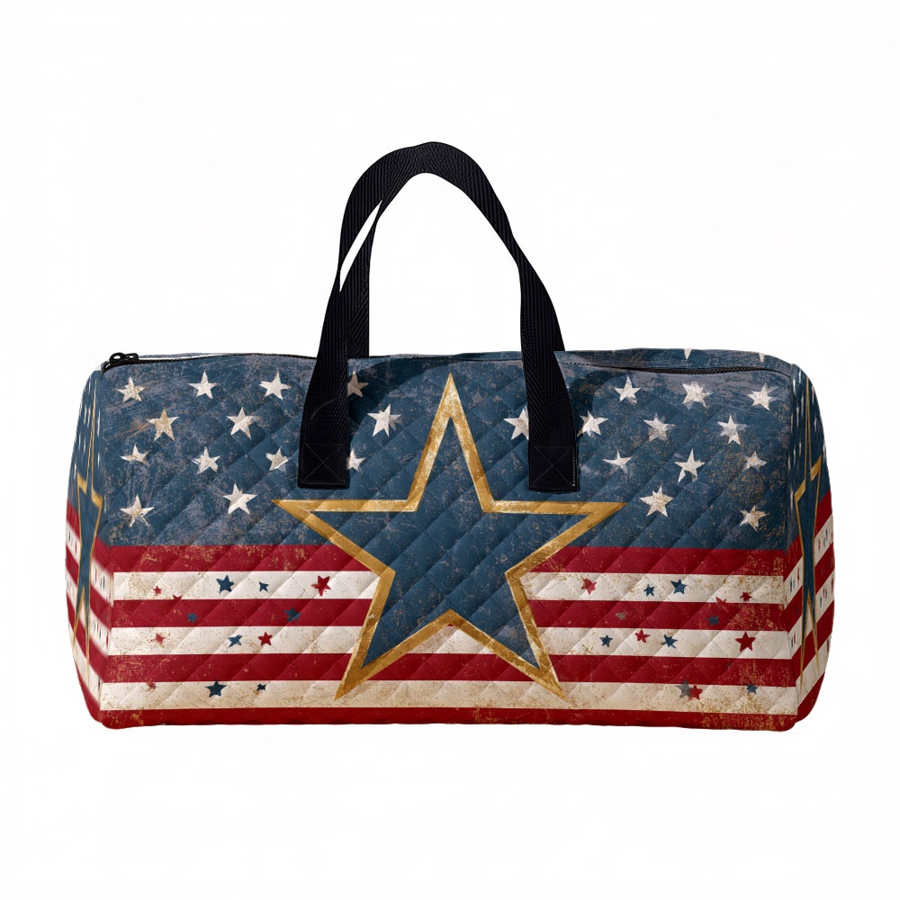 TEMU 1pc, Vintage Distressed American -spangled Duffel Bag, Durable Portable Luggage Bag In Size 18.11inchÃ8.26inchÃ8.66inch, Patriotic Stylish