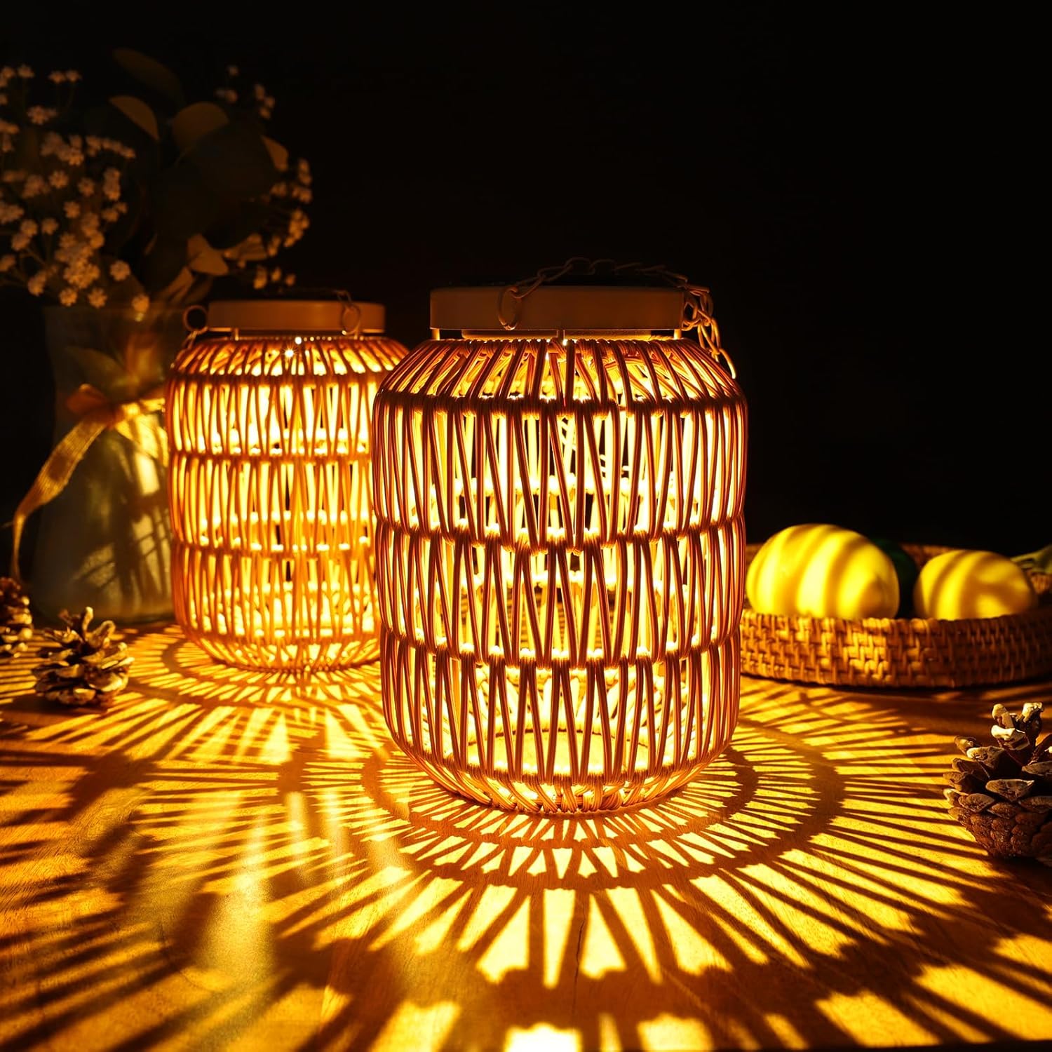 TEMU 2pcs Solar Outdoor Lanterns | Waterproof, Hanging Rattan Lantern Lights For Outside, Solar Lamp Outdoor Chandelier Idea For Gazebo, Pergola,