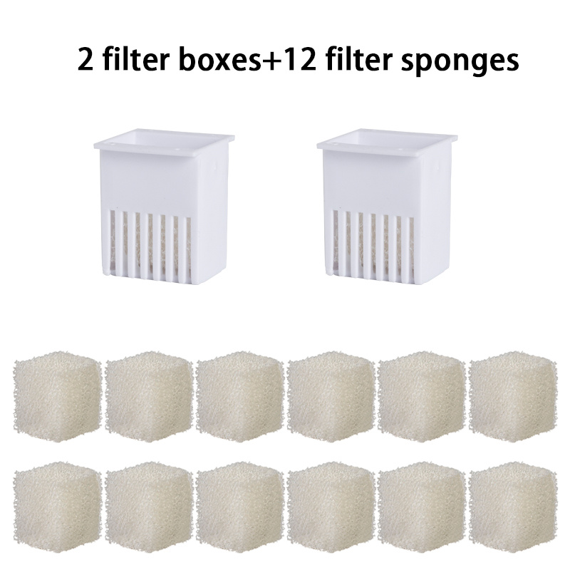 E-shop 2 Filterboxen + 6/12 Filterschwämme Filterelement für Haustier-Wasserspender, Filter für Trinkautomat für Haustiere, intelligenter Trinkautomat