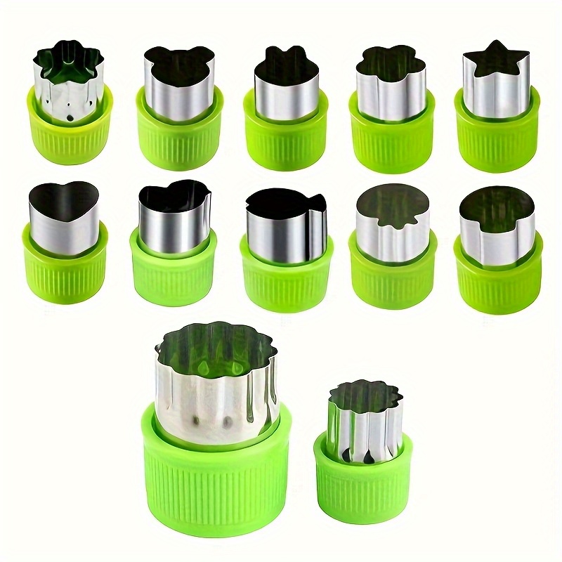 Image of Stainless Steel Fruit And Vegetable Dough Mold With Printed Pattern, Full Handle Protection, Dough Press, Vegetable And Fruit Cookie Cutter, Suitable For Biscuits