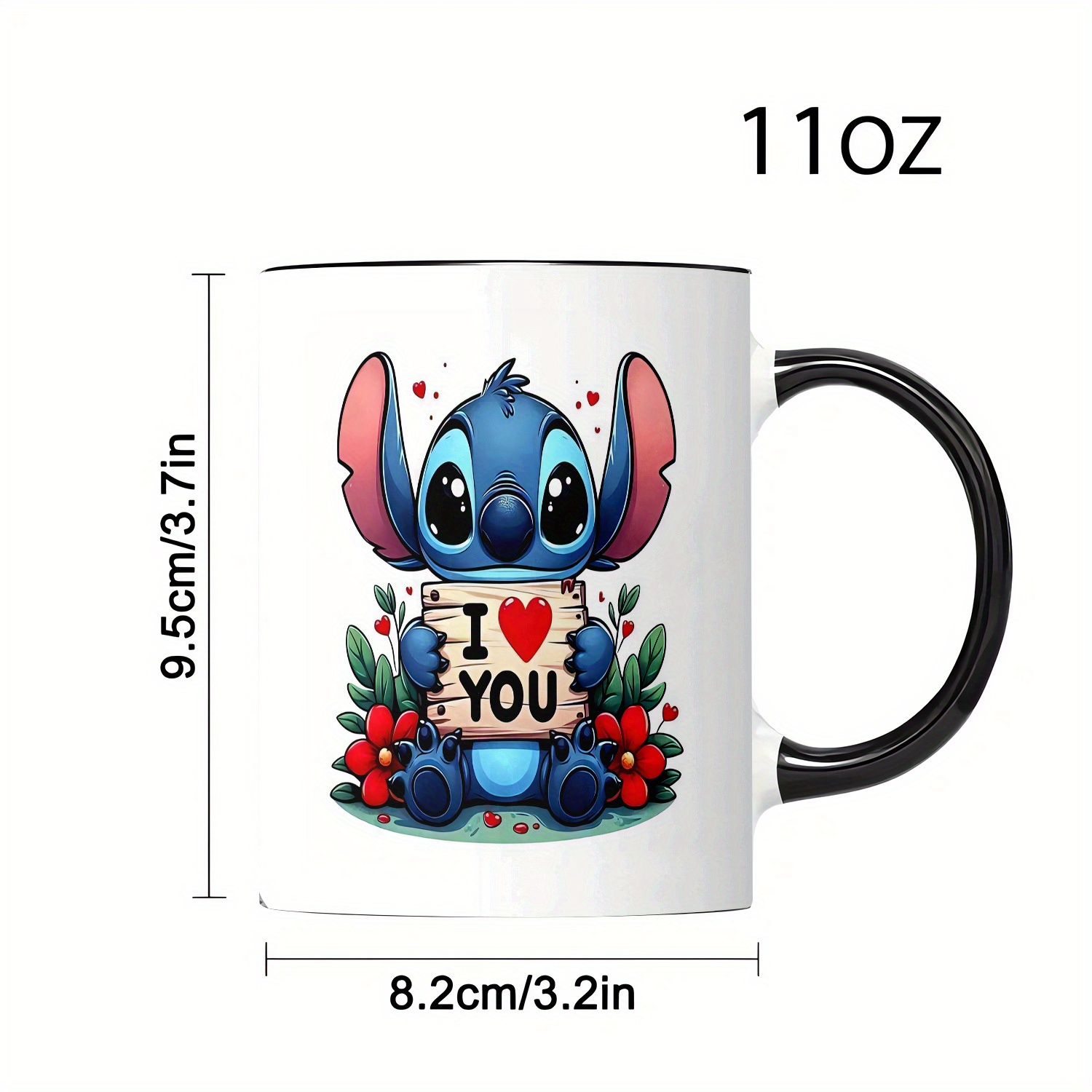 1pc 11oz ceramic coffee mug, porcelain drinking cup, Disney stitch series theme, lovely cartoon designs, a good choice as gift for friends and lovers.festival gifts, birthday gifts