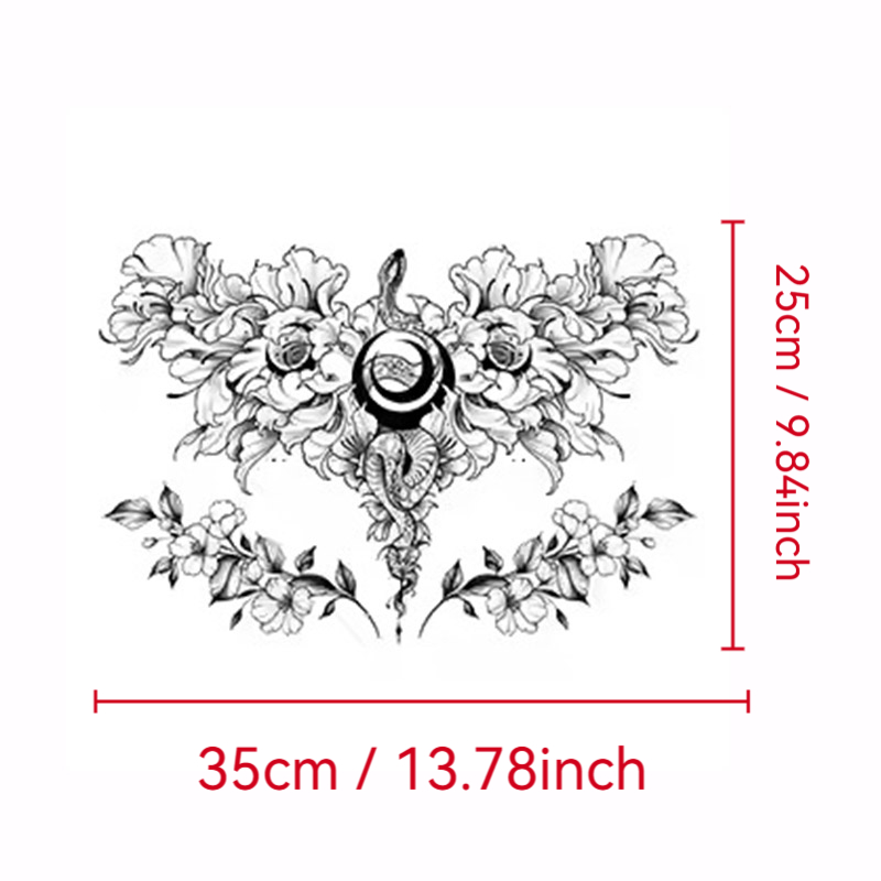 Image of Plus Size Vacation Chest Clavicle Cobra Large Image Sexy Premium Floral Exquisite Backless Tattoo Sticker Women