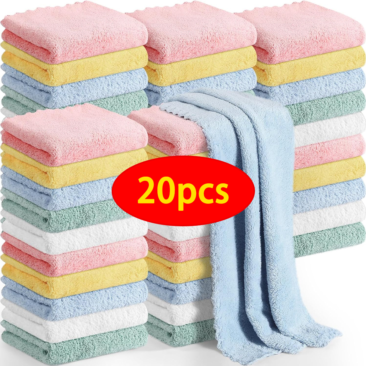 20 solid color towels random color ordinary household handkerchiefs small square towels soft absorbent towels for household bathrooms bathroom supplies kitchen supplies kitchen household goods